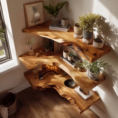 Selvara Live Edge Solid Wood Floating Shelf SPA302302 Kitchnce