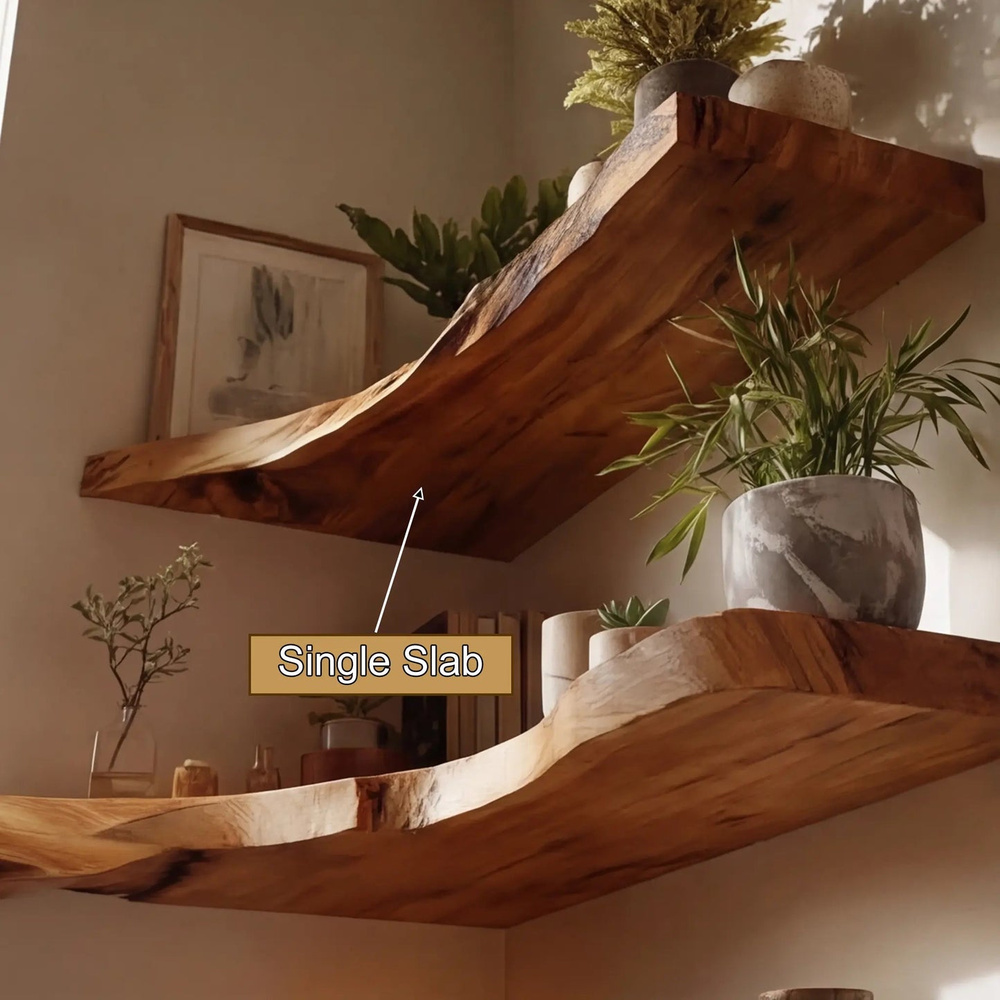 Selvara Live Edge Solid Wood Floating Shelf SPA302302 Kitchnce