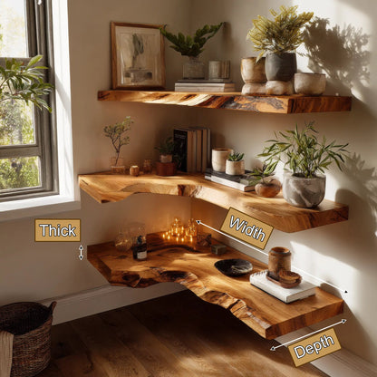 Selvara Live Edge Solid Wood Floating Shelf SPA302302 Kitchnce