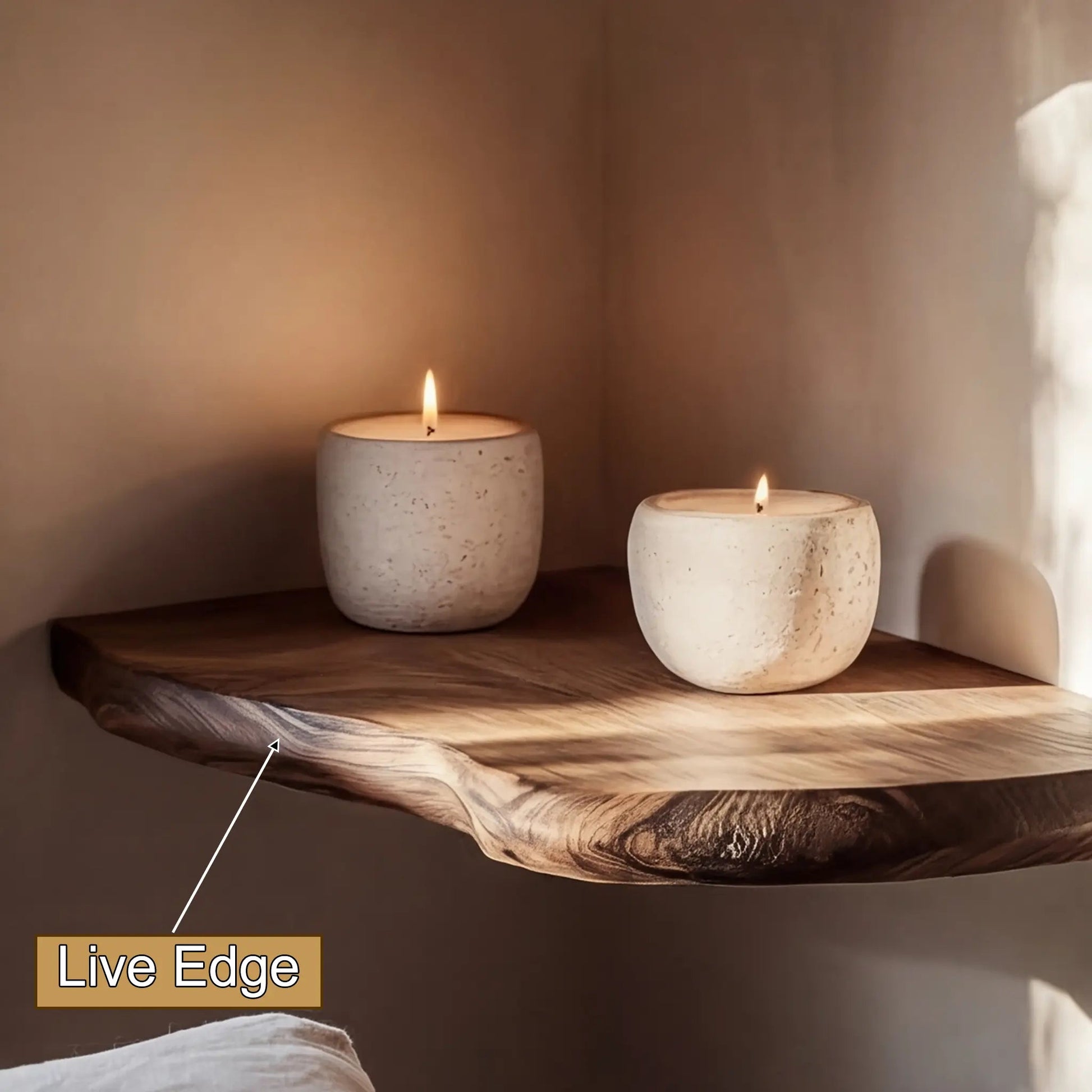 Selvaren Live Edge Solid Wood Corner Floating Shelf SPA606606 Kitchnce