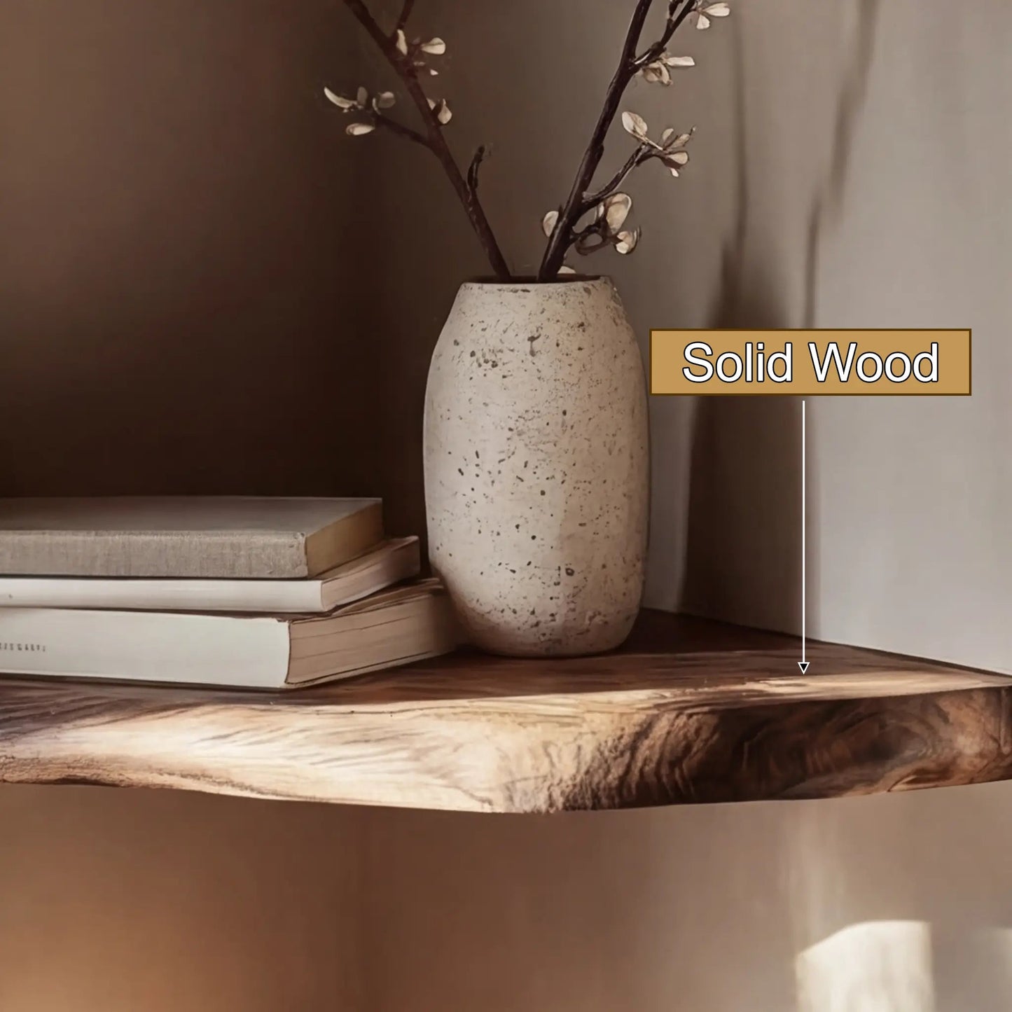 Selvaren Live Edge Solid Wood Corner Floating Shelf SPA606606 Kitchnce