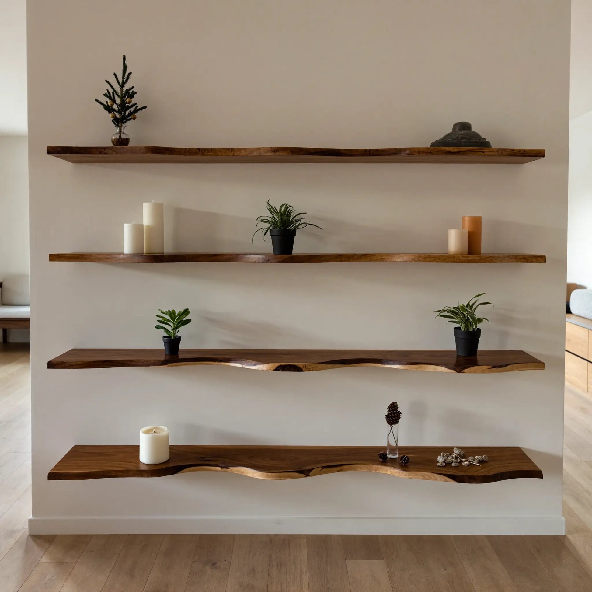 Seralon Live Edge Solid Wood Floating Shelf SPA843945 Kitchnce
