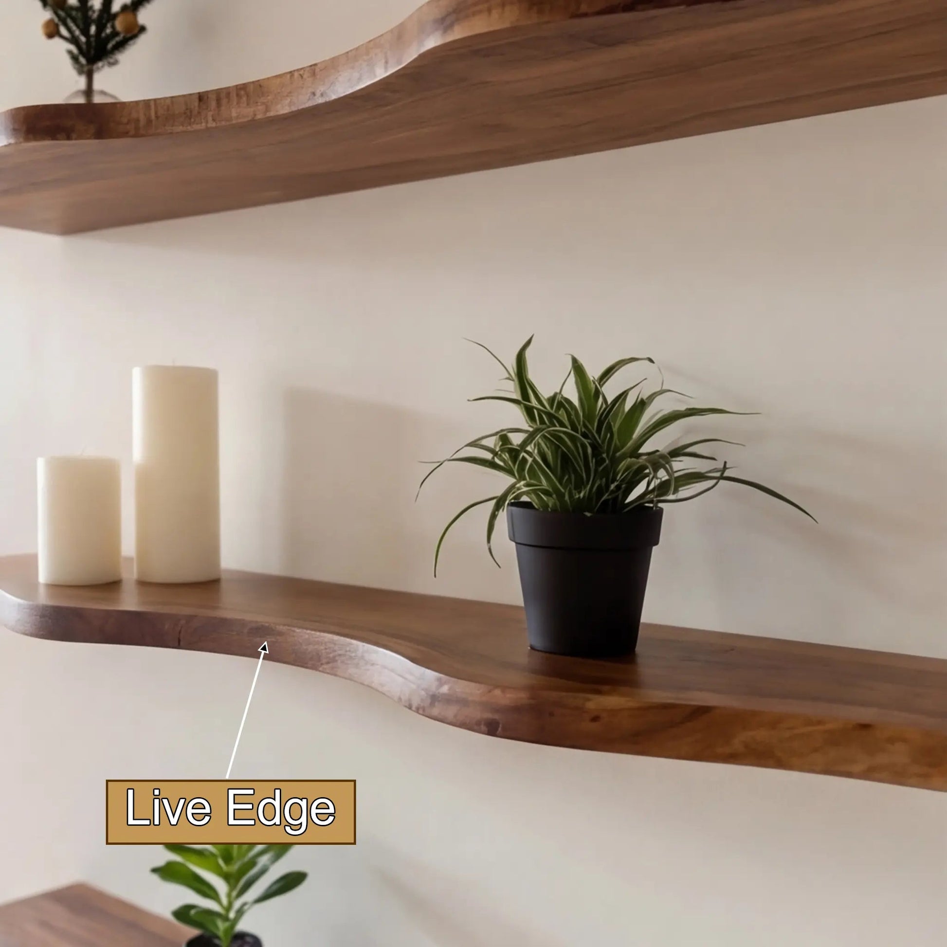 Seralon Live Edge Solid Wood Floating Shelf SPA843945 Kitchnce