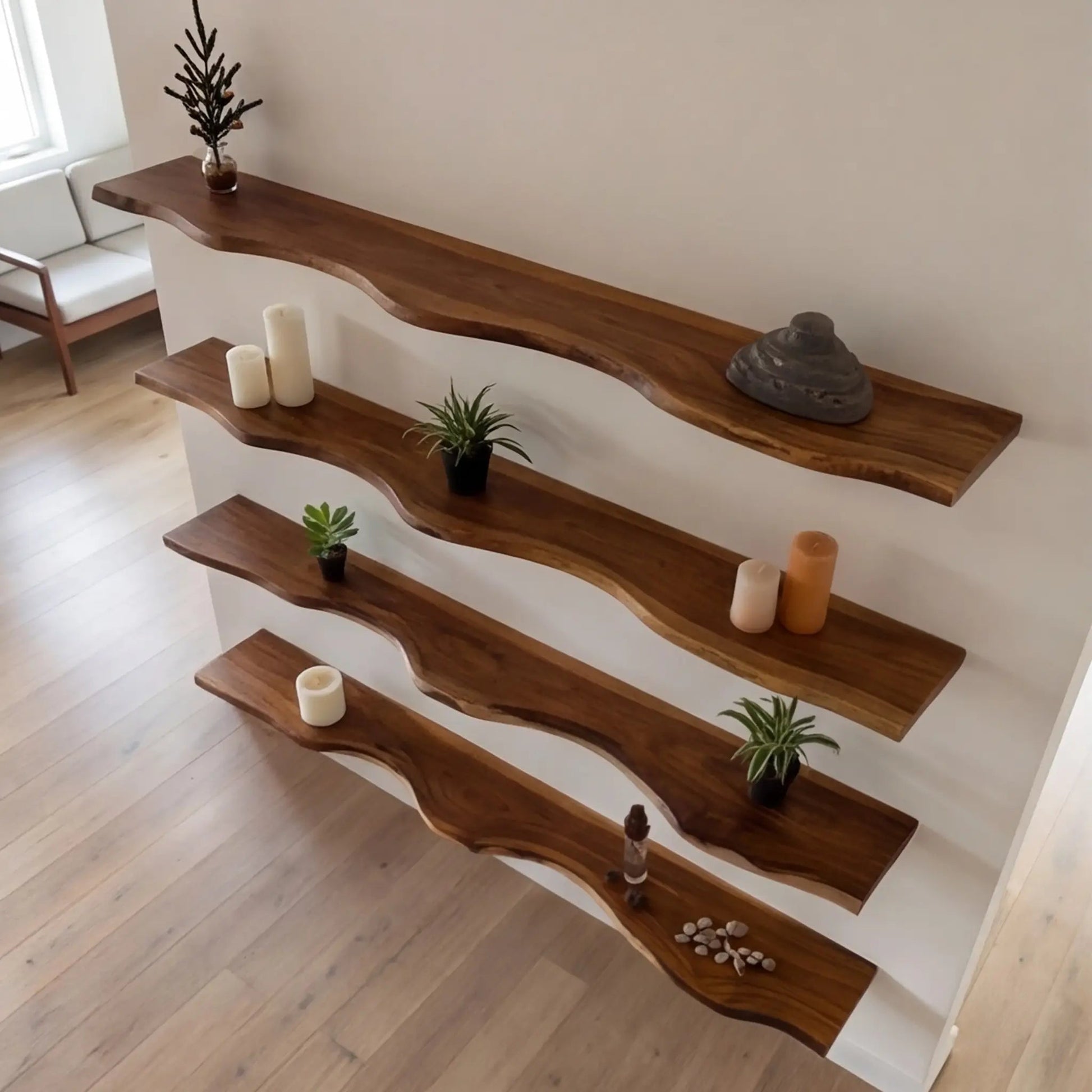 Seralon Live Edge Solid Wood Floating Shelf SPA843945 Kitchnce