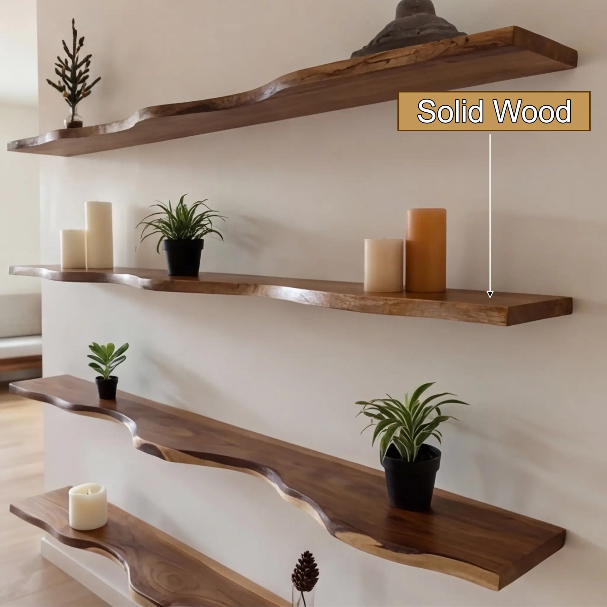 Seralon Live Edge Solid Wood Floating Shelf SPA843945 Kitchnce