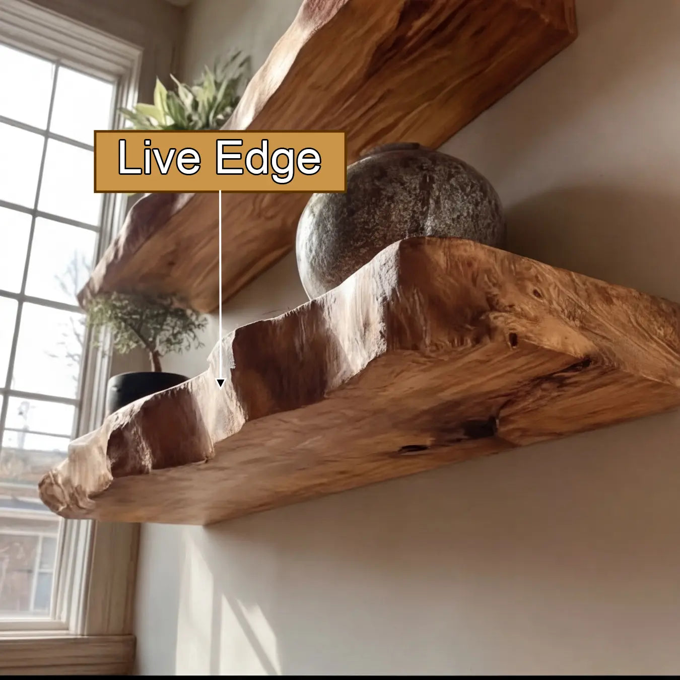 Seravin Live Edge Solid Wood Floating Shelf SPA358348 Kitchnce