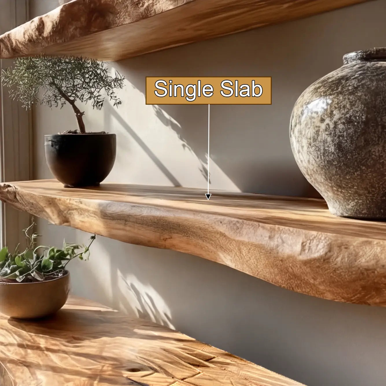 Seravin Live Edge Solid Wood Floating Shelf SPA358348 Kitchnce