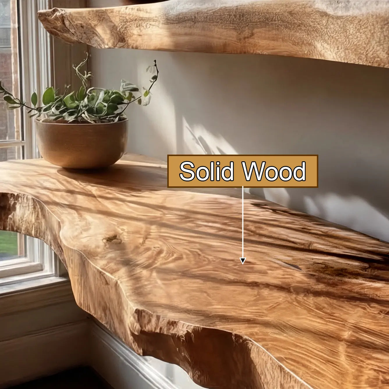 Seravin Live Edge Solid Wood Floating Shelf SPA358348 Kitchnce