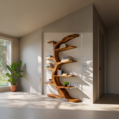 Modern Bookshelf Tree Inspired Curved Design For Living Room Kitchnce