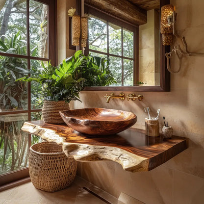 Solara Live Edge Solid Wood Floating Bathroom Vanity Kitchnce
