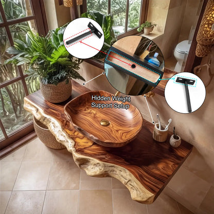 Solara Live Edge Solid Wood Floating Bathroom Vanity Kitchnce