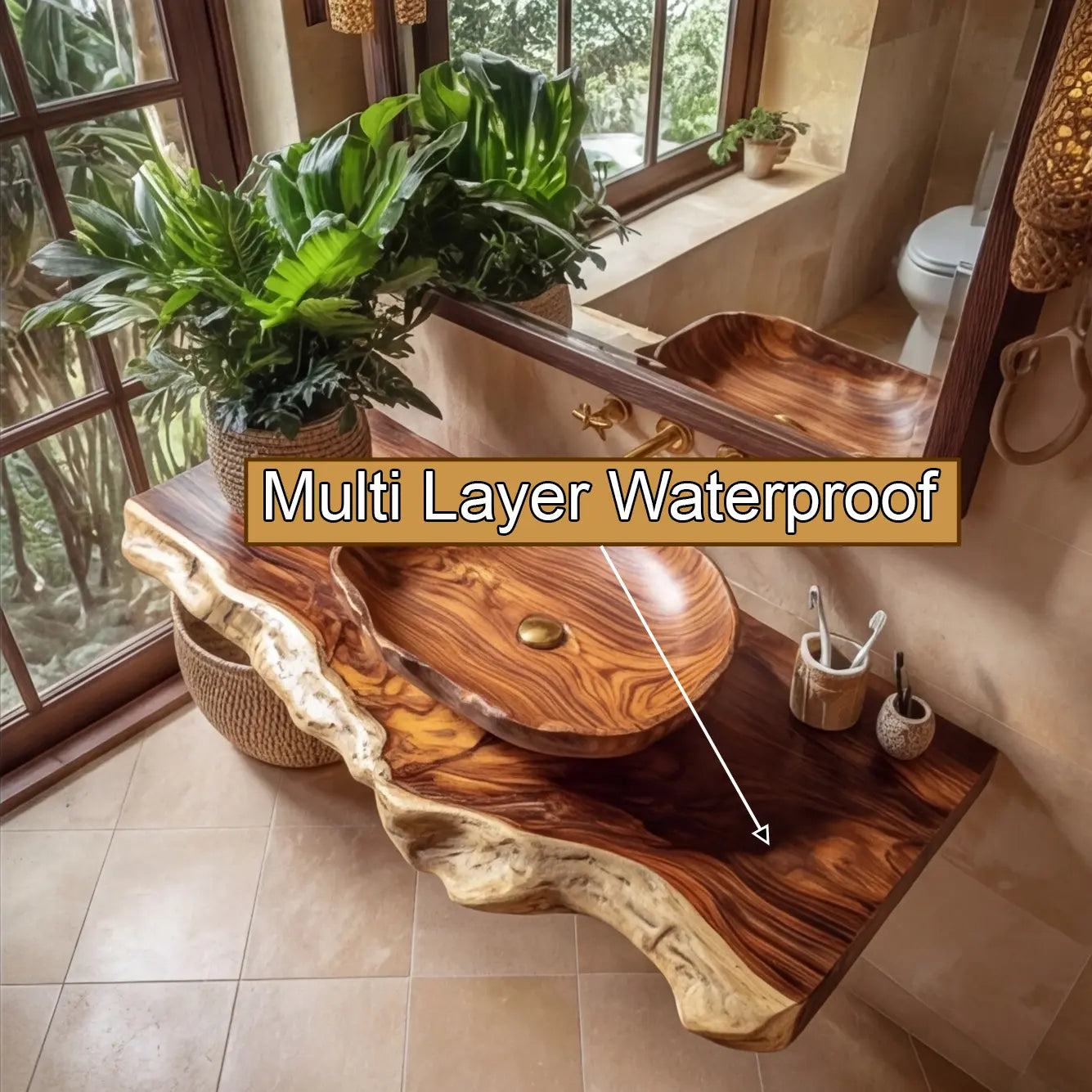 Solara Live Edge Solid Wood Floating Bathroom Vanity Kitchnce