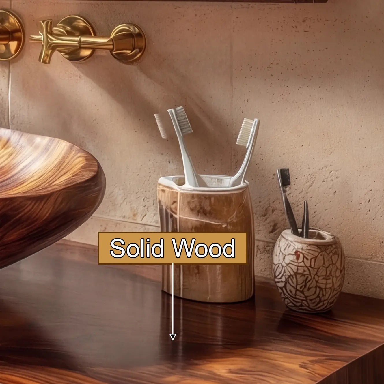 Solara Live Edge Solid Wood Floating Bathroom Vanity Kitchnce