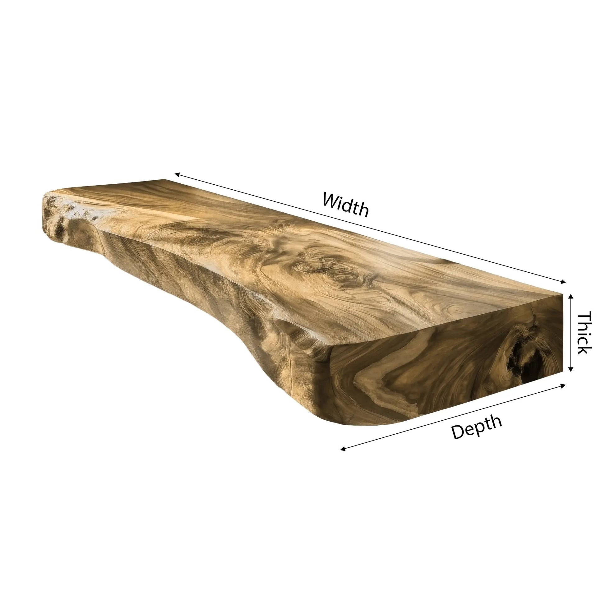 Solvane Live Edge Solid Wood Floating Bathroom Vanity Kitchnce