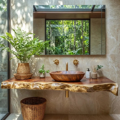 Solvara Live Edge Solid Wood Floating Bathroom Vanity SPA158318 Kitchnce