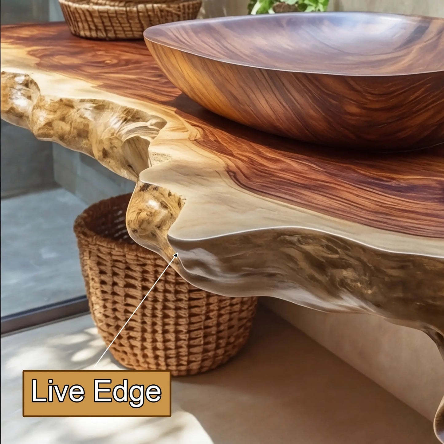 Solvara Live Edge Solid Wood Floating Bathroom Vanity SPA158318 Kitchnce