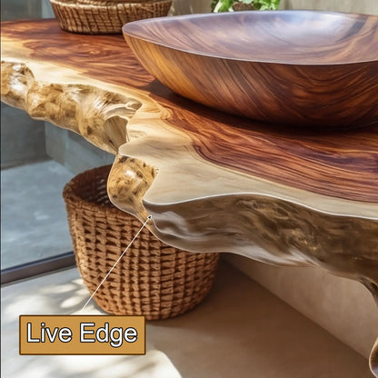Solvara Live Edge Solid Wood Floating Bathroom Vanity SPA158318 Kitchnce