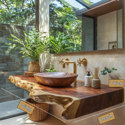 Solvara Live Edge Solid Wood Floating Bathroom Vanity SPA158318 Kitchnce
