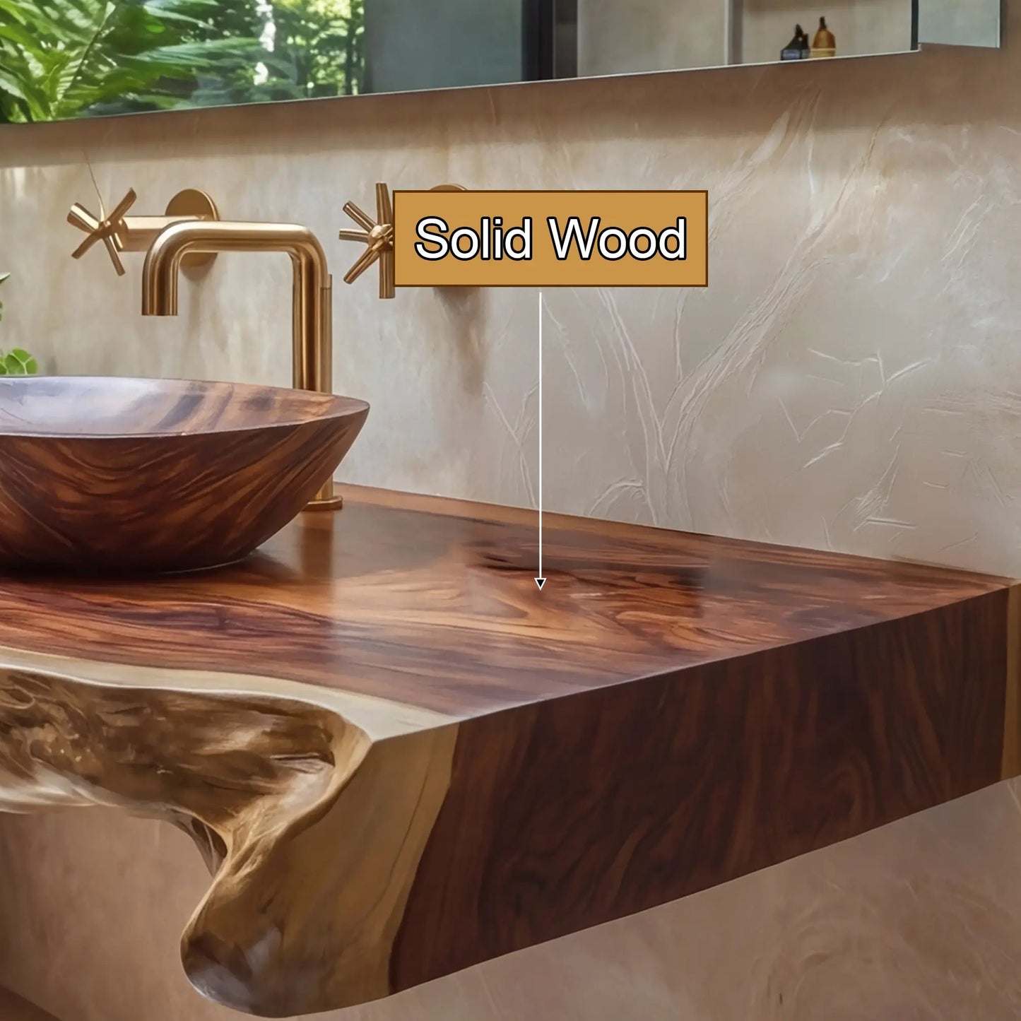 Solvara Live Edge Solid Wood Floating Bathroom Vanity SPA158318 Kitchnce