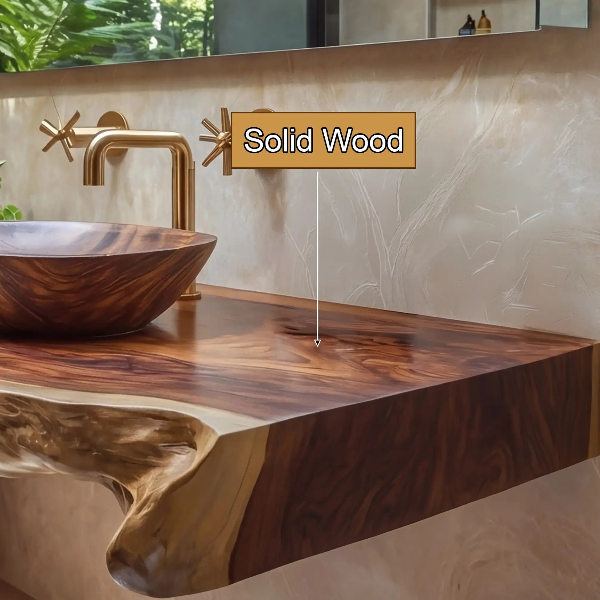 Solvara Live Edge Solid Wood Floating Bathroom Vanity SPA158318 Kitchnce