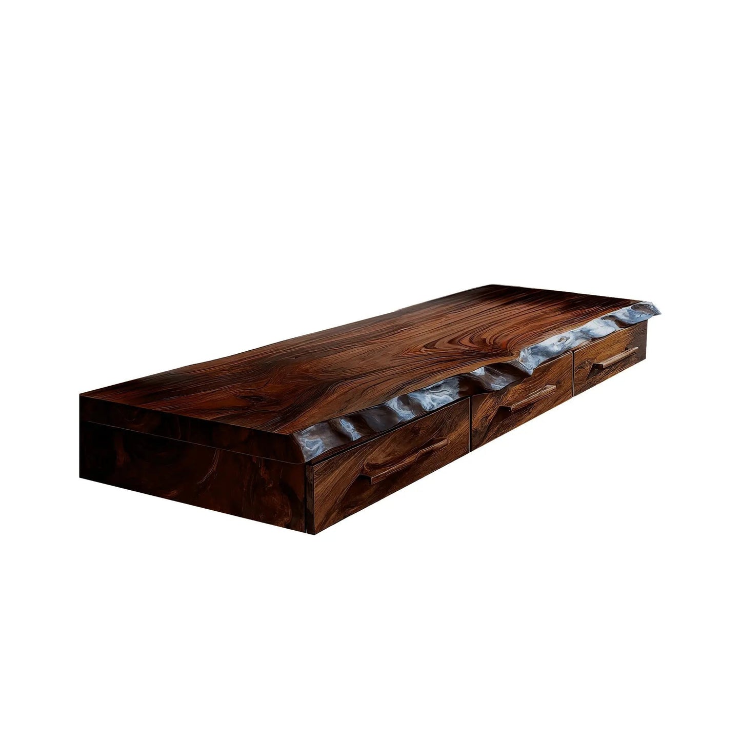 Solvaren Live Edge Solid Wood Floating Desk with Drawers Kitchnce