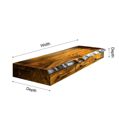 Solvaren Live Edge Solid Wood Floating Desk with Drawers Kitchnce
