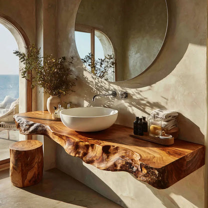 Solveth Live Edge Solid Wood Floating Bathroom Vanity SPA521936 Kitchnce