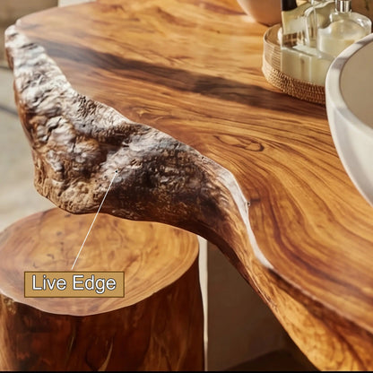 Solveth Live Edge Solid Wood Floating Bathroom Vanity SPA521936 Kitchnce