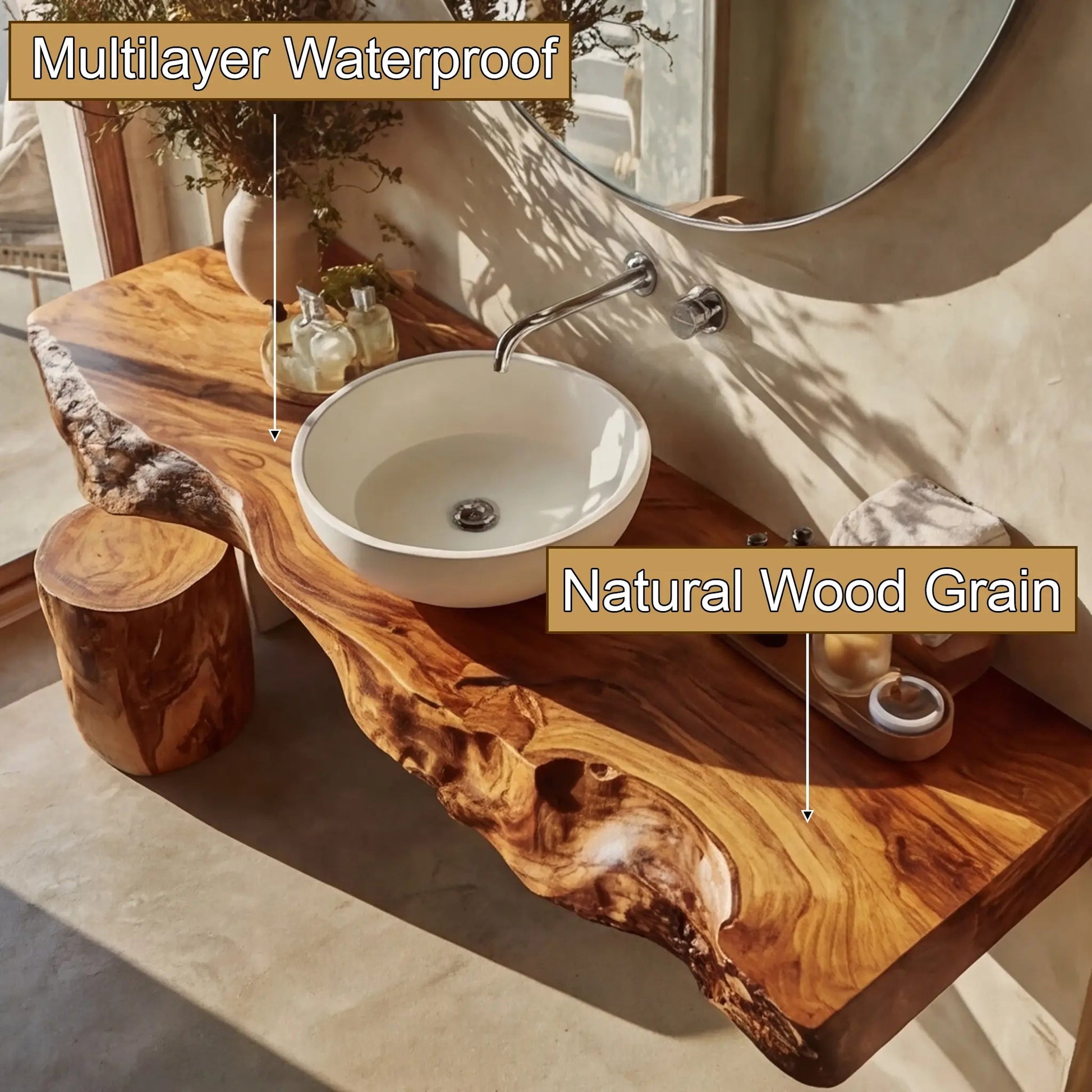 Solveth Live Edge Solid Wood Floating Bathroom Vanity SPA521936 Kitchnce