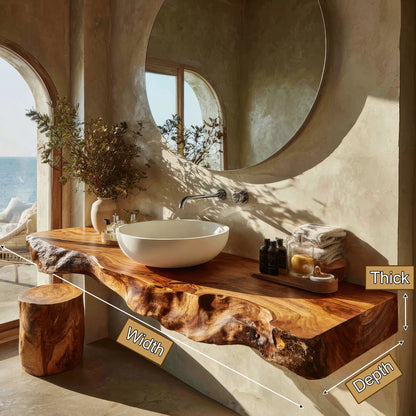 Solveth Live Edge Solid Wood Floating Bathroom Vanity SPA521936 Kitchnce
