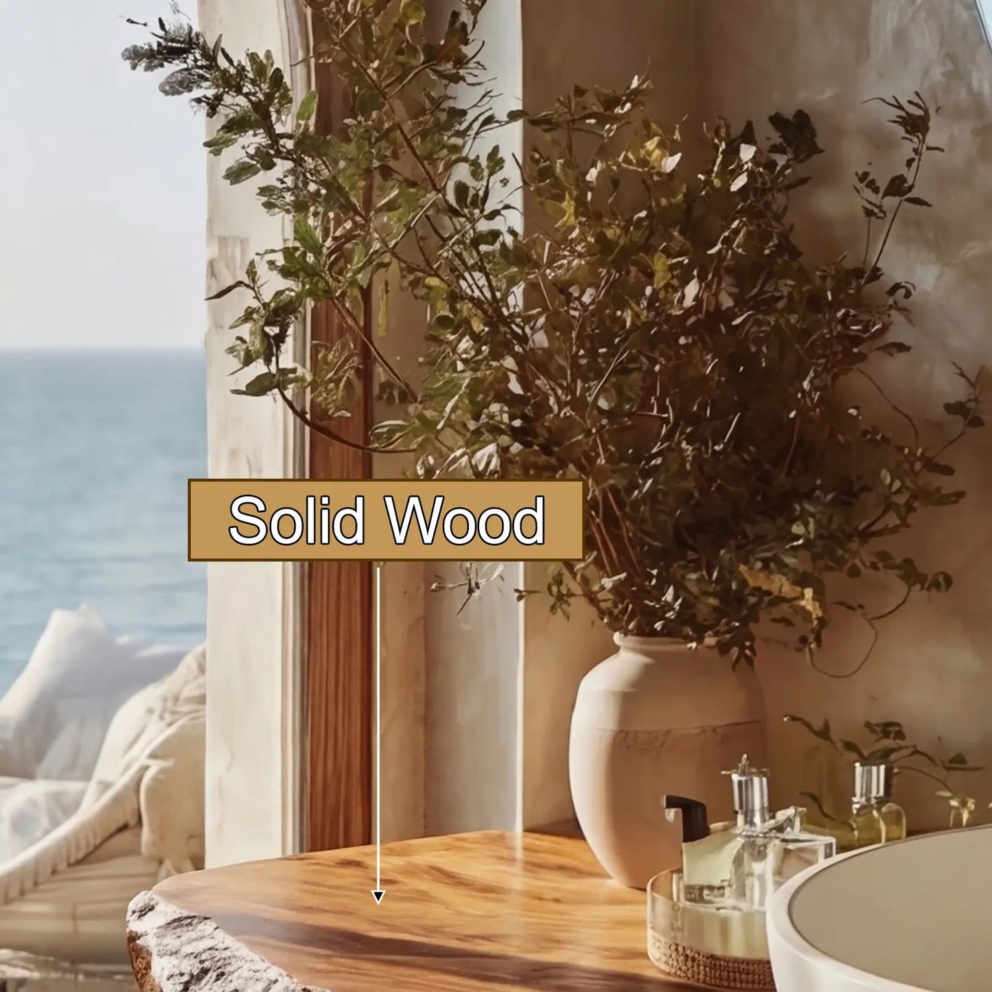 Solveth Live Edge Solid Wood Floating Bathroom Vanity SPA521936 Kitchnce