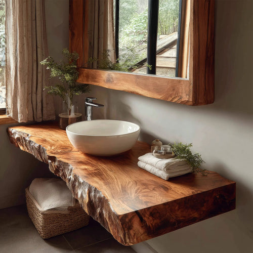 Solvian Live Edge Solid Wood Floating Bathroom Vanity SPA606606 Kitchnce