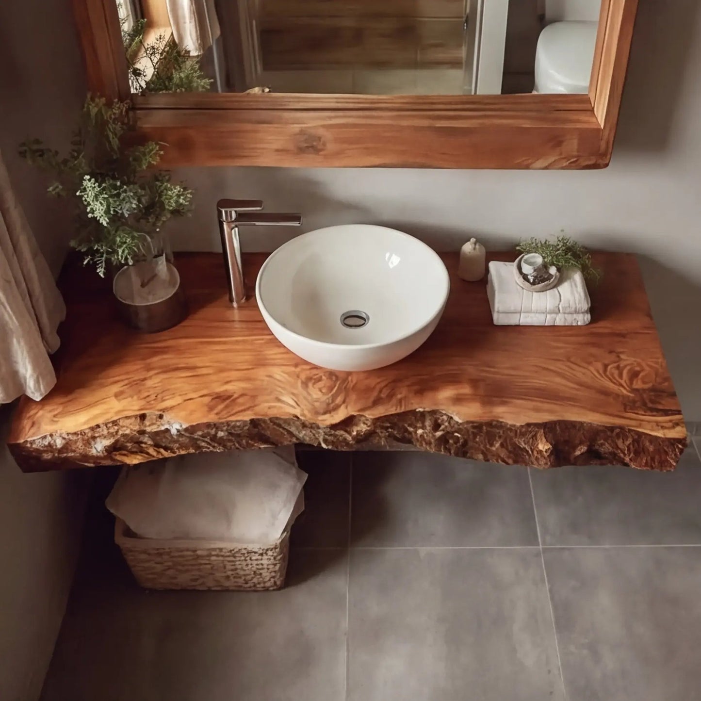 Solvian Live Edge Solid Wood Floating Bathroom Vanity SPA606606 Kitchnce