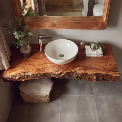 Solvian Live Edge Solid Wood Floating Bathroom Vanity SPA606606 Kitchnce