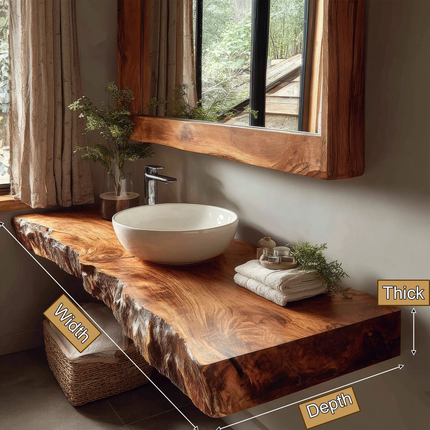 Solvian Live Edge Solid Wood Floating Bathroom Vanity SPA606606 Kitchnce