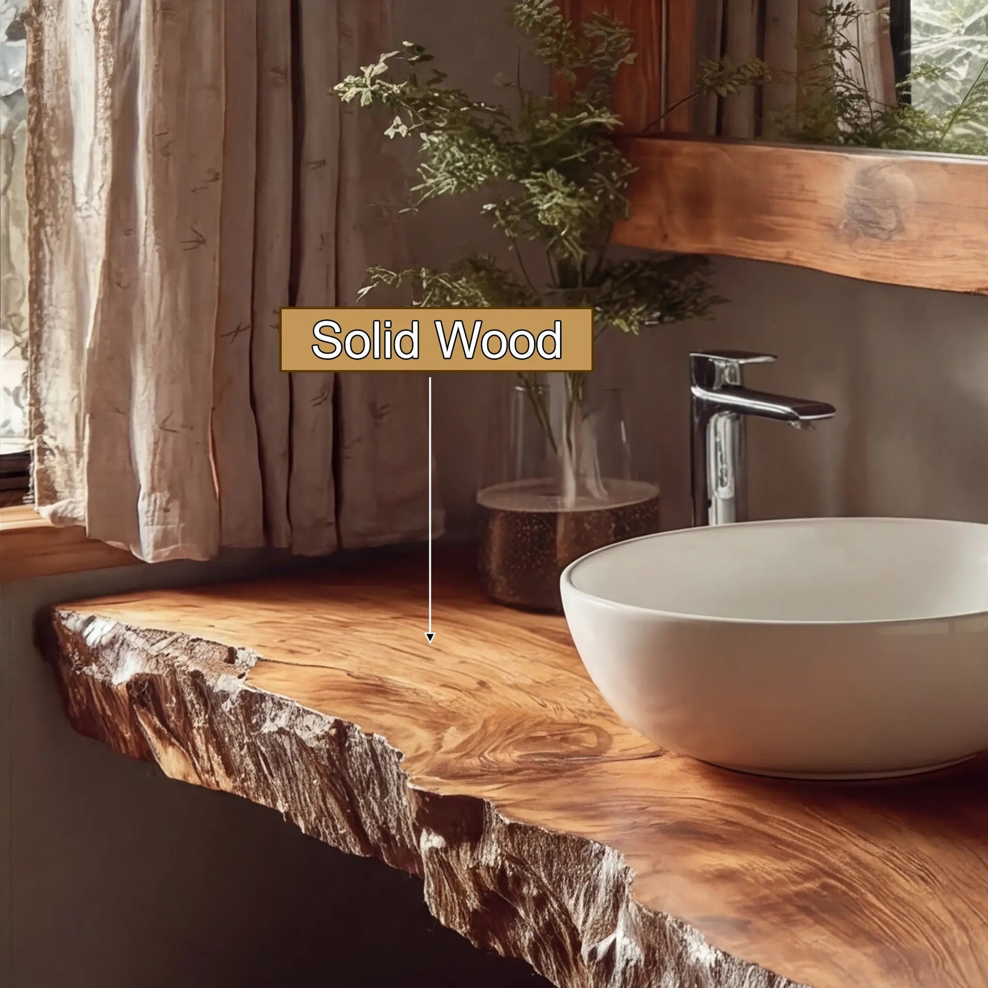 Solvian Live Edge Solid Wood Floating Bathroom Vanity SPA606606 Kitchnce