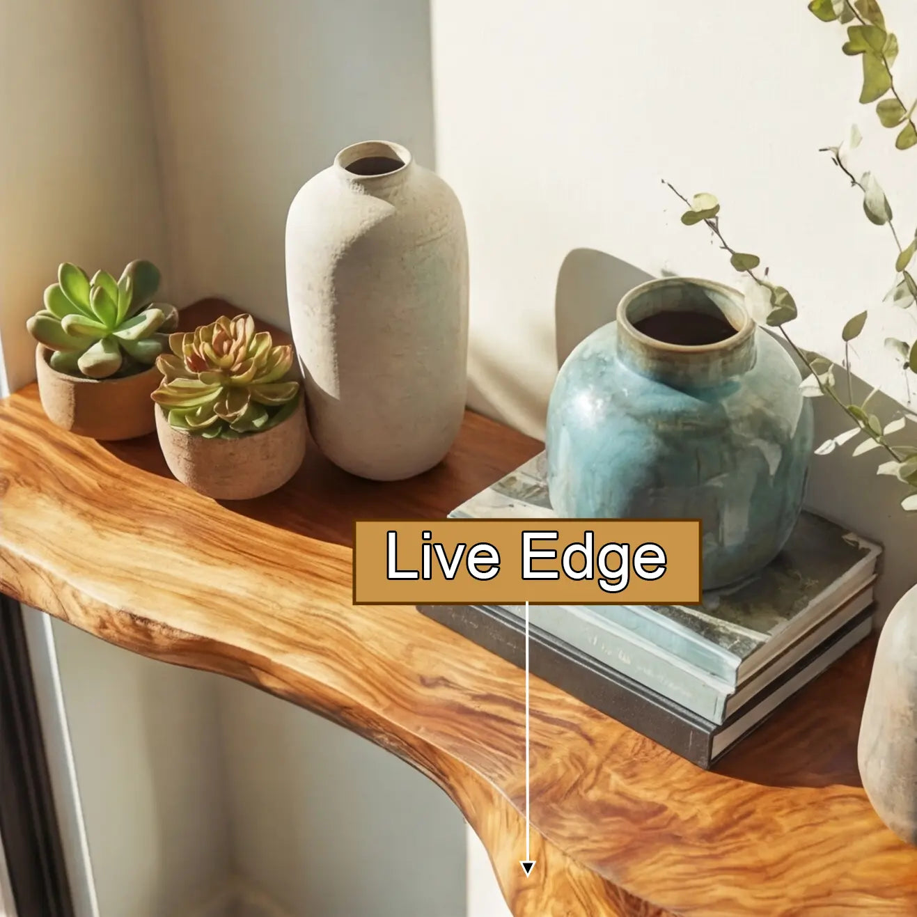 Solvra Live Edge Solid Wood Floating Shelf SPA235456 Kitchnce