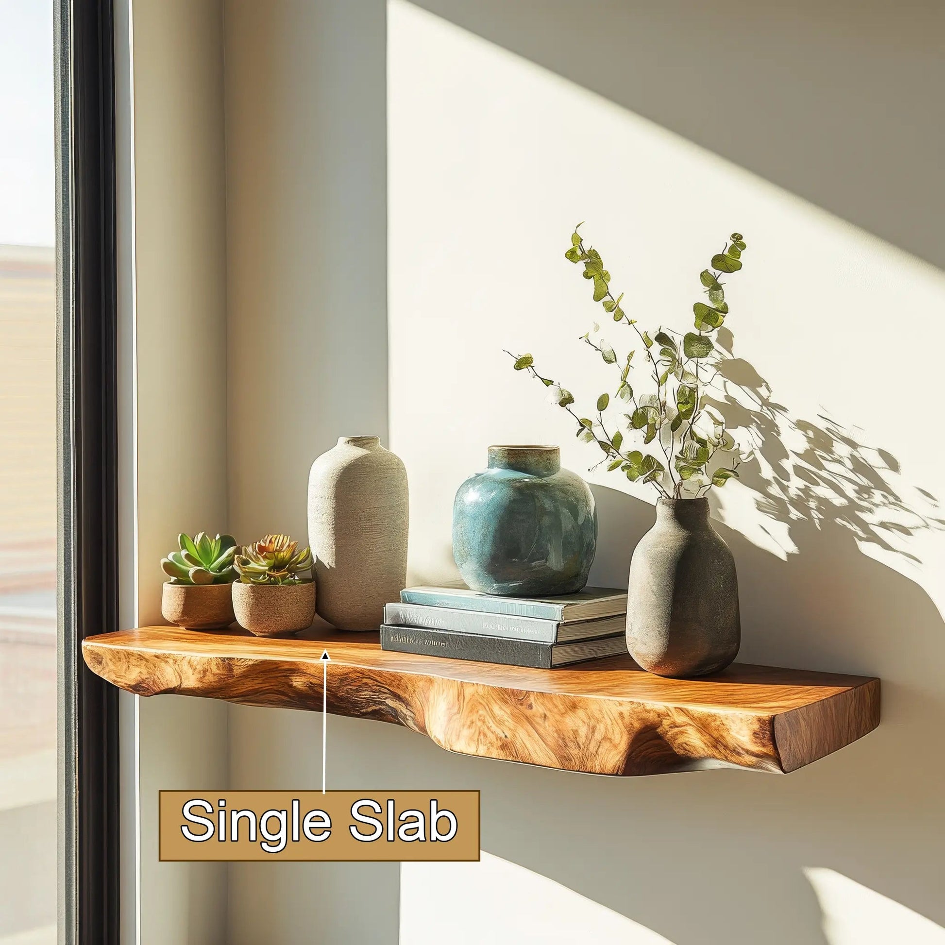 Solvra Live Edge Solid Wood Floating Shelf SPA235456 Kitchnce