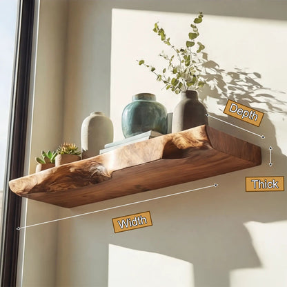Solvra Live Edge Solid Wood Floating Shelf SPA235456 Kitchnce
