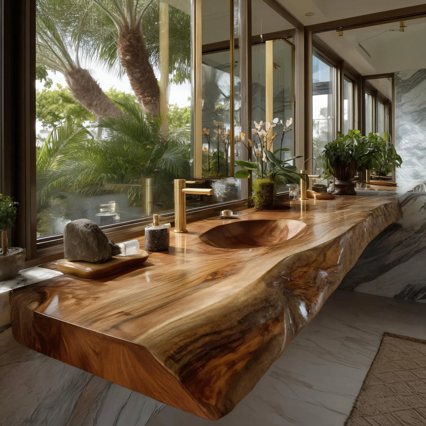 Solvren Live Edge Solid Wood Floating Bathroom Vanity with Integrated Sink SPA226266 Kitchnce