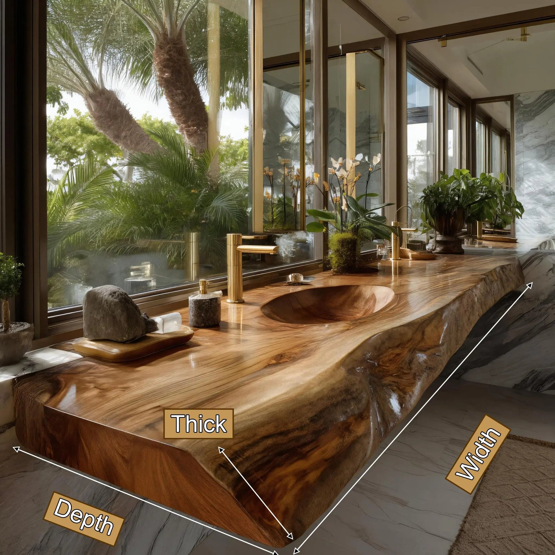 Solvren Live Edge Solid Wood Floating Bathroom Vanity with Integrated Sink SPA226266 Kitchnce