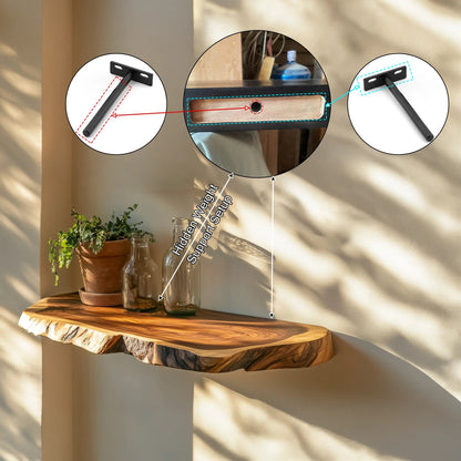 Solvren Live Edge Solid Wood Floating Shelf SPA635291 Kitchnce