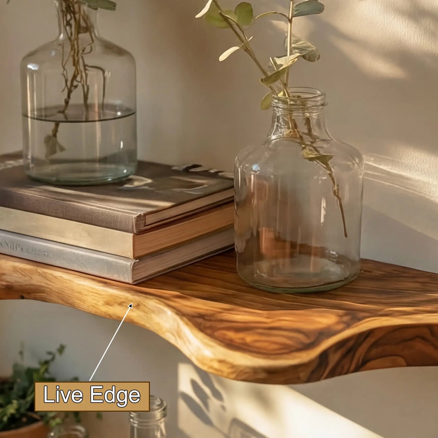 Solvren Live Edge Solid Wood Floating Shelf SPA635291 Kitchnce