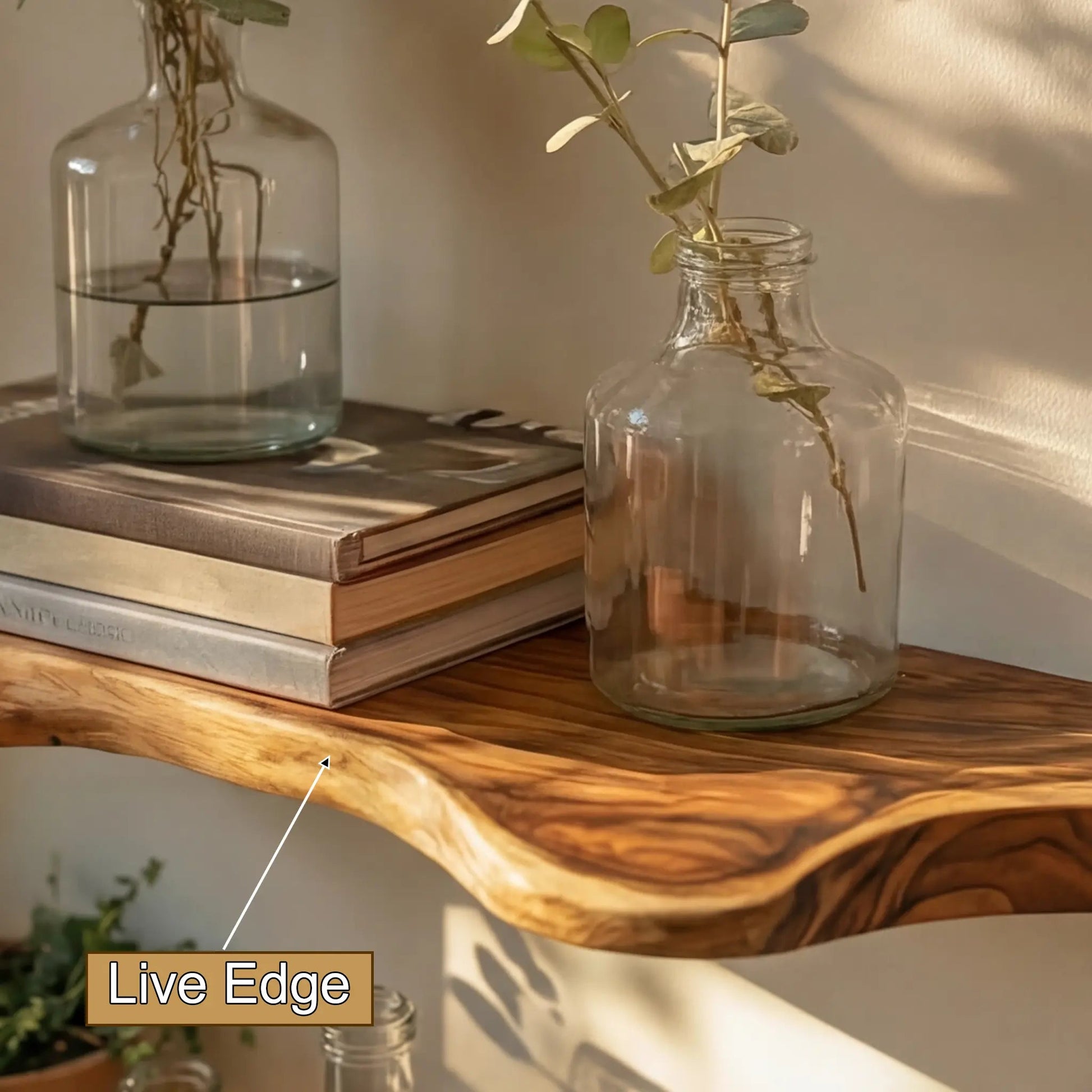 Solvren Live Edge Solid Wood Floating Shelf SPA635291 Kitchnce