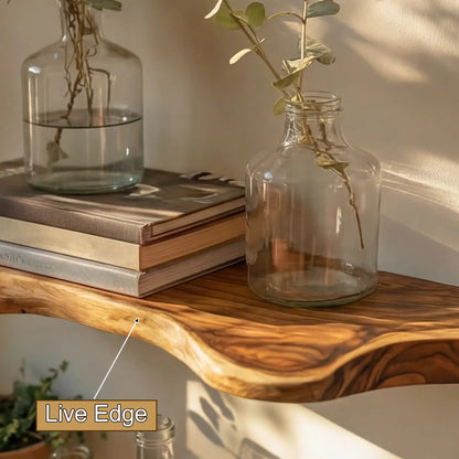 Solvren Live Edge Solid Wood Floating Shelf SPA635291 Kitchnce