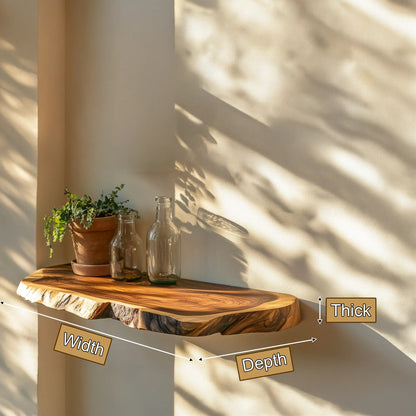 Solvren Live Edge Solid Wood Floating Shelf SPA635291 Kitchnce