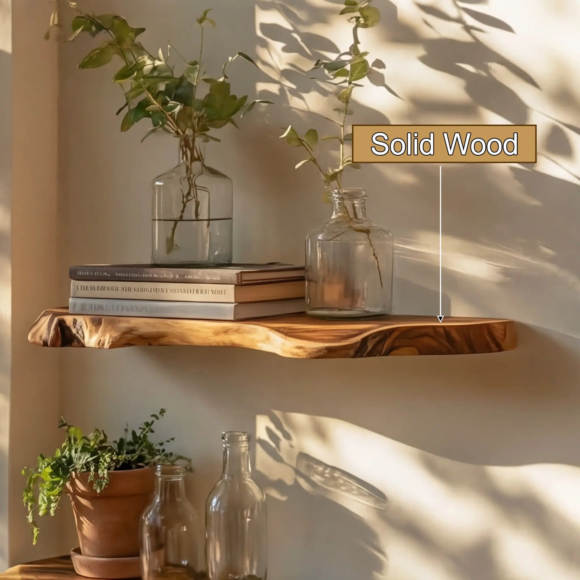 Solvren Live Edge Solid Wood Floating Shelf SPA635291 Kitchnce