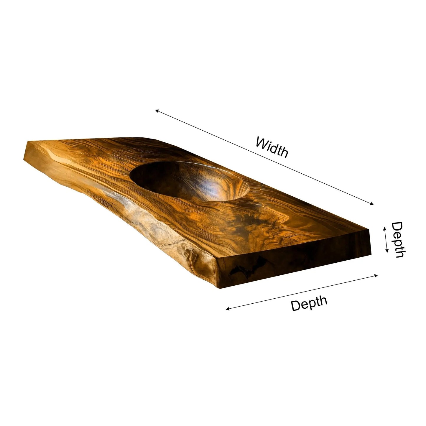 Sylvara Live Edge Solid Wood Floating Bathroom Vanity with Integrated Sink Kitchnce