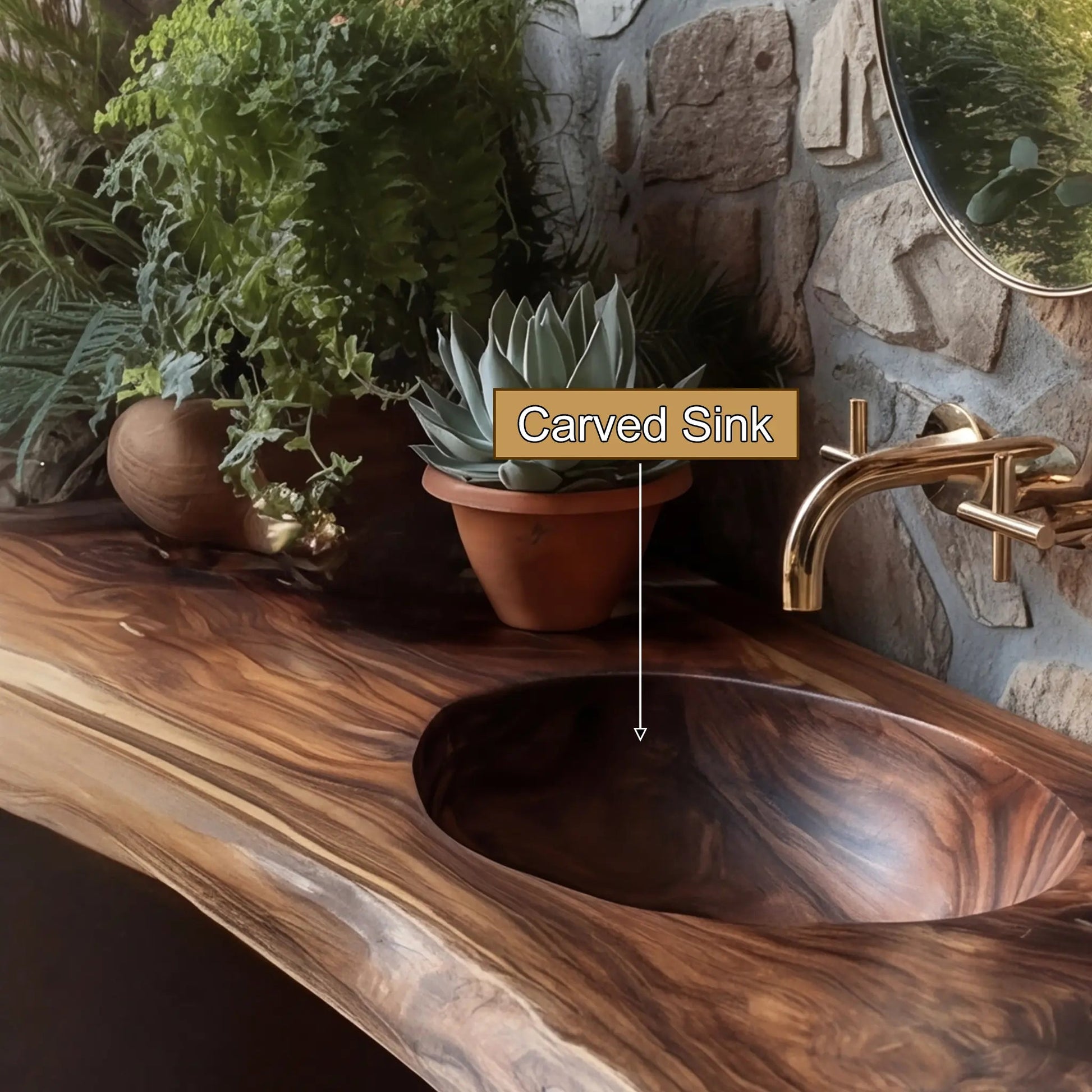 Sylvara Live Edge Solid Wood Floating Bathroom Vanity with Integrated Sink Kitchnce