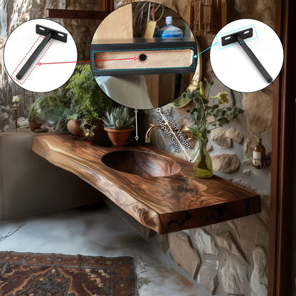 Sylvara Live Edge Solid Wood Floating Bathroom Vanity with Integrated Sink Kitchnce